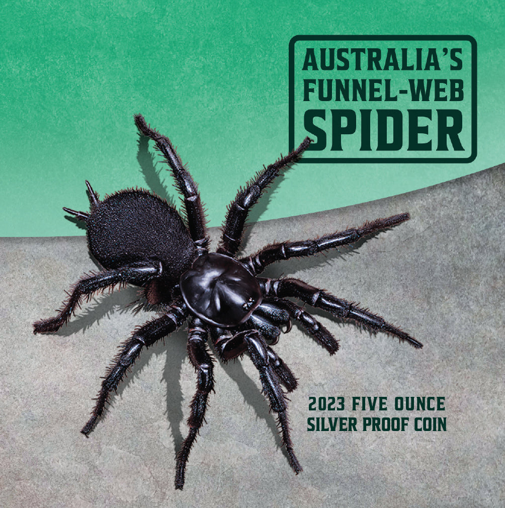 Niue 2023 $10 Australia’s Funnel-Web Spider Ultra High Relief 5oz .999 Silver Proof Coin 500 Minted 65mm