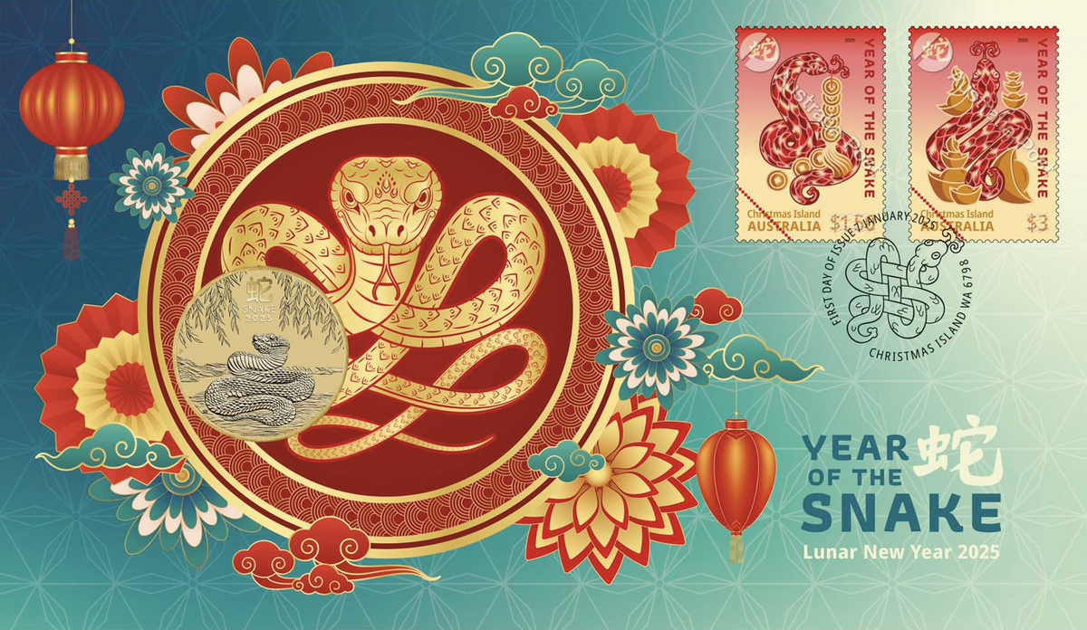 Australia 2025 $1 Year of the Snake Stamp and Coin Cover