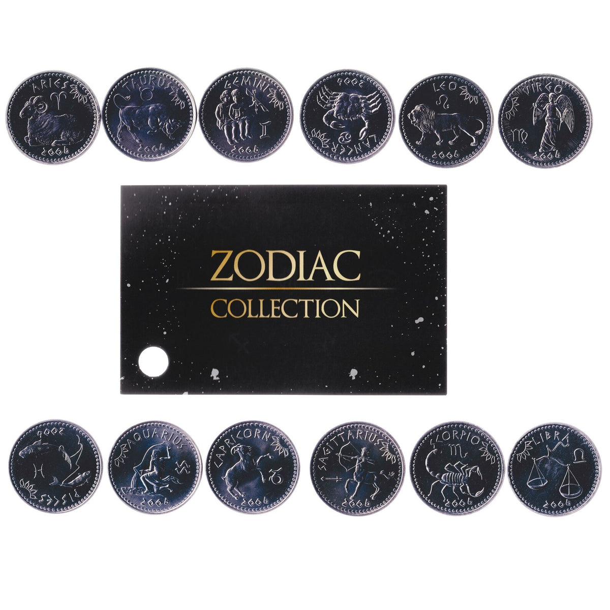 Somaliland 2006 10 Shillings x 12 Zodiac Journey to the Stars Certificate and Coins