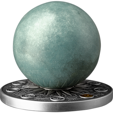 Ghana 2025 10 Cedis URANUS Solar System 2 oz Antique Silver Coin Stand & Removable Green Quartz Planet Uranus