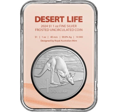 Australia Kangaroo 2024 $1 1oz Silver Frosted Uncirculated Coin