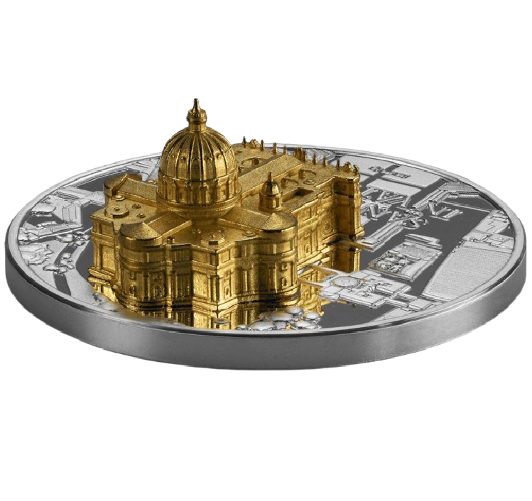 Gabon 2025 1000 Francs SAN PIETRO IN VATICANO Full Sculpture 1 Oz Silver Coin