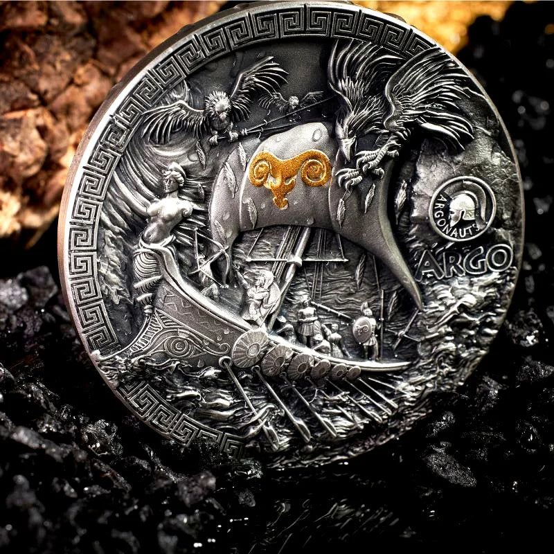 Argo Ship - Argonauts 2 oz .999 High Relief Silver 5$ Niue 2024