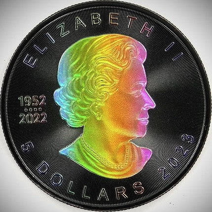Canada 2023 $5 Maple Leaf Rainbow Holo Limited Edition 1 Oz 999.9 Silver Coin