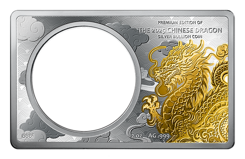 People's Republic of China PRC 2025 - / 10 Yuan THE CHINESE BULLION DRAGON COIN IN BAR 2 + 1oz Silver 1088 Made Dual Side Gold Glided Edition Set