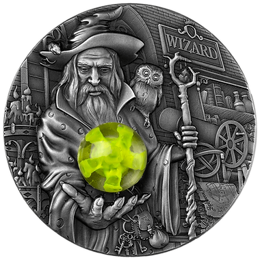 Cameroon 2023 2000 Francs CFA Wizard 2 oz .999 Antique Silver High Relief Fluorescent Silver Coin