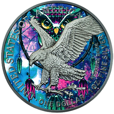 United States of America USA 2022 $1 THE OWL Spirit Animal American Eagle Colorized 1oz .999 Silver