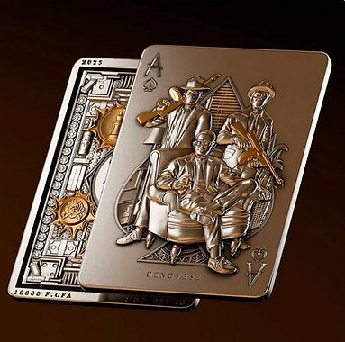 Chad 2025 10000 Francs THE FIVE FAMILIES: Genovese Crime Family 2 oz Pure Silver Numbered Coin Royal Flush Theme 500 Made