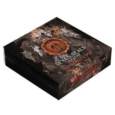 Niue 2025 $7 RED HORSE of VICTORY Seven Seals of the Apocalypse 3 Oz .999 Coloured and Gilded Antique Silver Coin