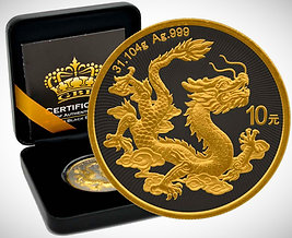 People's Republic of China PRC 2025 - / 10 Yuan THE CHINESE BULLION DRAGON Gold Black 1 Oz Silver Coin Enhanced by Black Empire Case