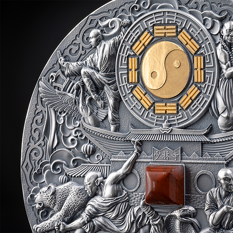 Niue 2024 $10 SHAOLIN KUNG FU Martial Arts Styles 5 Oz .999 Antique Silver Coin