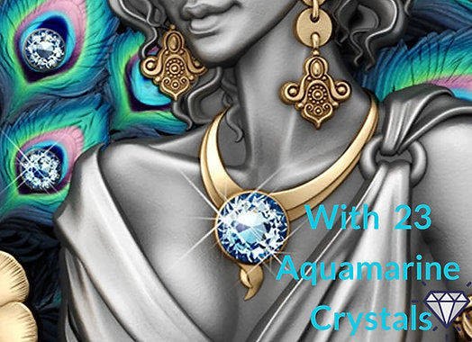 Niue 2025 $5 HERA - Divine Beauty Series - 2 Oz .999 Silver Coin with 23 x Aquamarine embedded Crystals