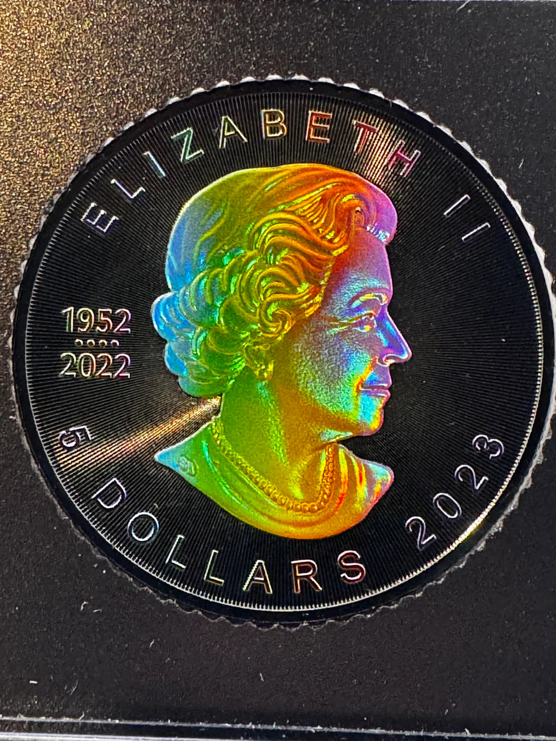 Canada 2023 $5 Maple Leaf Rainbow Holo Limited Edition 1 Oz 999.9 Silver Coin