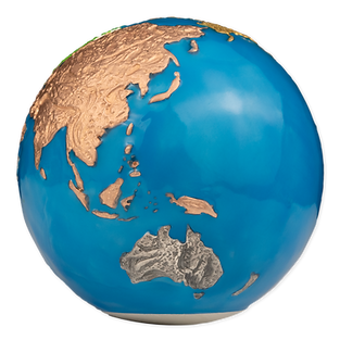 Barbados 2024 $5 BLUE MARBLE Planet Earth HUGE 5 Oz .999 Coloured Antique Silver Coin Glow in the Dark