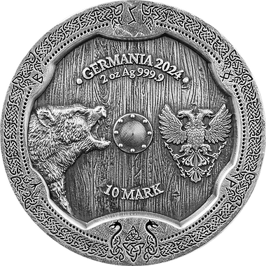 Germania Mint 2024 10 Mark Valkyries SOLVEIG 2 oz .9999 Pure Silver Antique Finish UHR