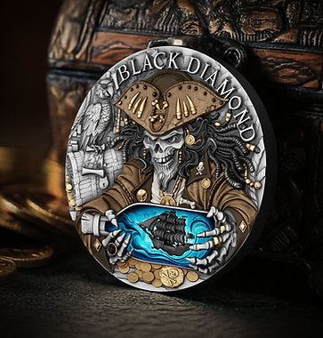 BACK ORDER Niue 2025 $5 BLACK DIAMOND - Pirate Treasure 2oz High Relief .999 Antique Silver Coin