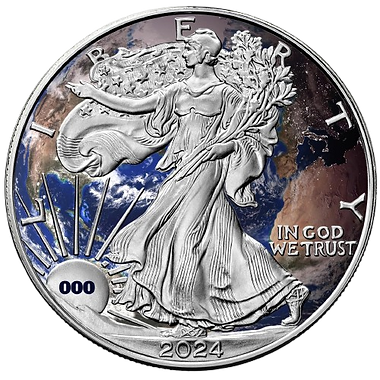 United States Of America 2024 $1 .999 1 Oz Silver Eagle EARTH - Planets of the Solar System Series 1oz Colourised Silver Coin