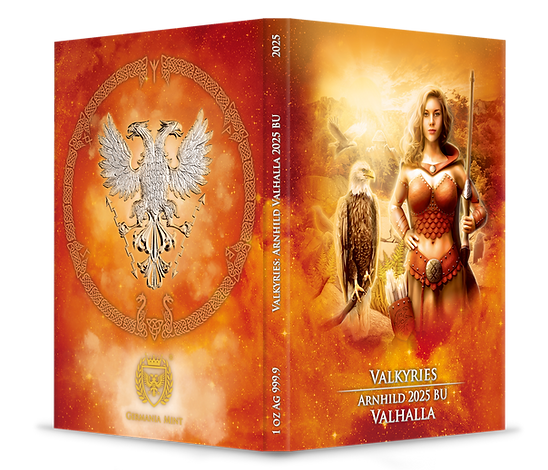 Germania 2025 5 Mark VALKYRIES: ARNHILD VALHALLA 1oz High Relief .9999 Silver Black and Gold