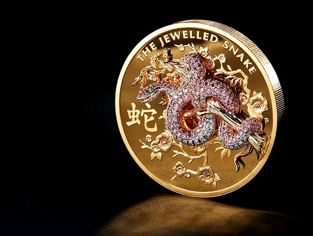 Australia 2025 $2500 The Jewelled Snake -Masterpieces Series 10oz .9999 Gold Proof with Argyle Pink Diamonds™ Coin Perth Mint