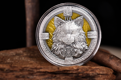 Gabon 2025 2000 Francs CFA The Ship’s Cat 2oz .999 Antiqued Silver High Relief Glow in the Dark Effect