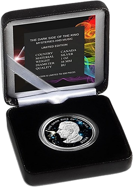 Canada 2023 $5 DARK SIDE OF THE KING Mysteries and Music 1 Oz .9999 Silver Coin