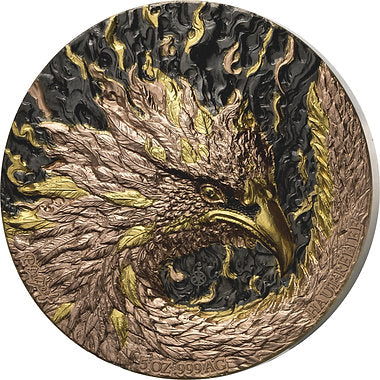 Decorative coin with intricate design on a white background