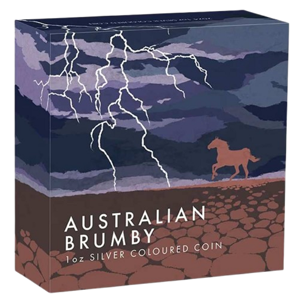 Australia 2024 $1 AUSTRALIAN BRUMBY - 1 oz .9999 Pure Silver Coloured Coin 1500 Made PERTH MINT Box