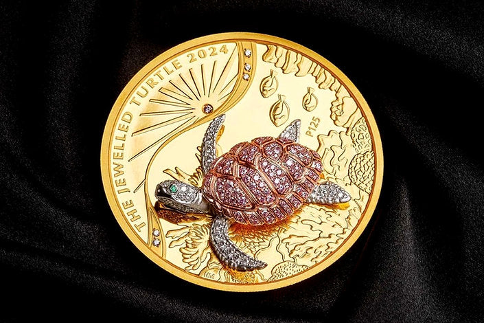 Australia 2024 $2500 The Jewelled Turtle -Masterpieces Series 10oz .9999 Gold Proof with Argyle Pink Diamonds™ Coin Perth Mint