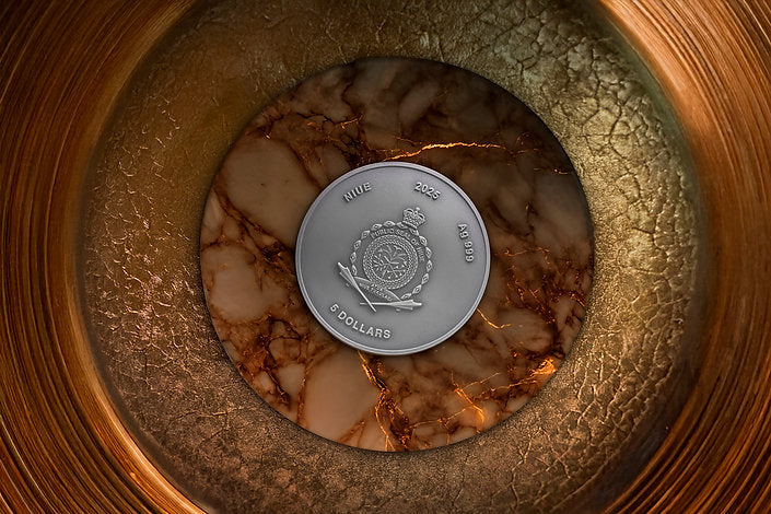 Niue 2025 $5 HARRY POTTER AND THE GOBLET of FIRE 2 Oz Coloured Antique Silver Styled Obverse
