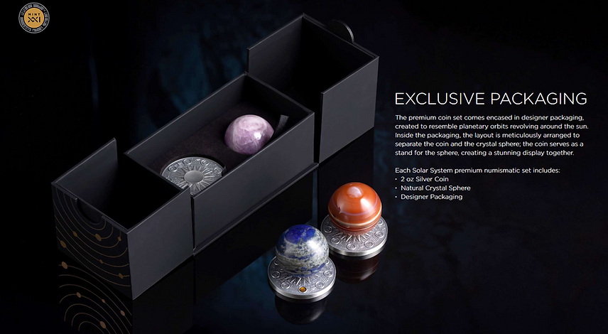 Ghana 2024 10 Cedis EARTH Solar System 2 oz Antique Silver Coin Stand & Removable Lapis Lazuli Planet Earth