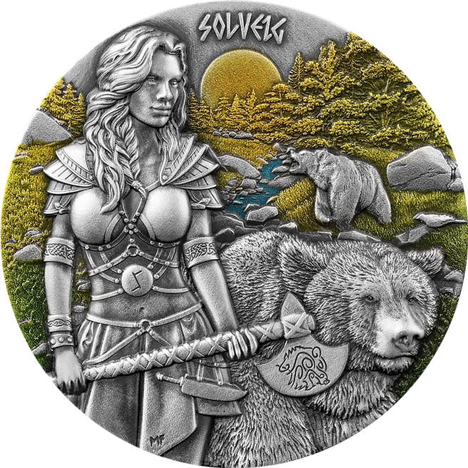 Germania Mint 2024 10 Mark Valkyries SOLVEIG 2 oz .9999 Pure Silver Antique Finish UHR