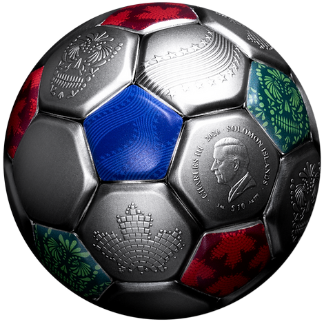 Solomon Islands 2026 $10 FIFA SPHERICAL FOOTBALL 3 Oz .999 Antique Silver Coin