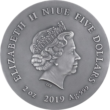 Niue 2019 $5 Long-Eared Owl Wildlife in the Moonlight 2 oz Silver
