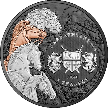 Carpathians 2024 5 Thalers Four Horsemen of the Apocalypse Red Horse – Ennobling Bullion 1 oz Silver
