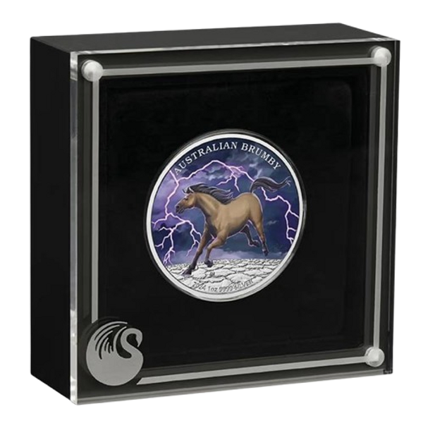 Australia 2024 $1 AUSTRALIAN BRUMBY - 1 oz .9999 Pure Silver Coloured Coin 1500 Made PERTH MINT Display Case