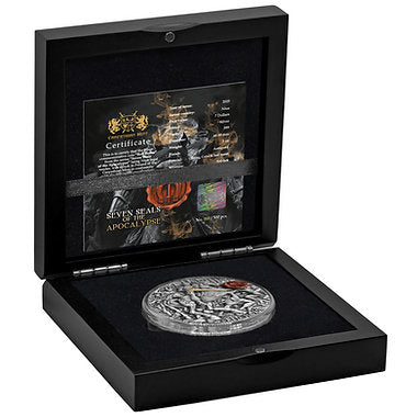 Niue 2025 $7 RED HORSE of VICTORY Seven Seals of the Apocalypse 3 Oz .999 Coloured and Gilded Antique Silver Coin