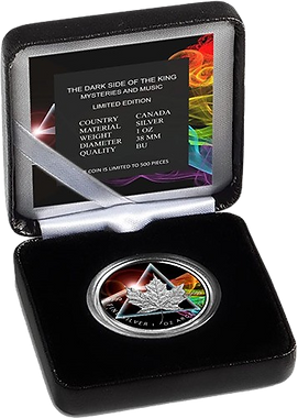 Canada 2023 $5 DARK SIDE OF THE KING Mysteries and Music 1 Oz .9999 Silver Coin
