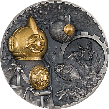 Cook Islands 2024 $20 NAUTILUS Steampunk 3oz .9999 Antique Silver Coin CIT Smartminting®