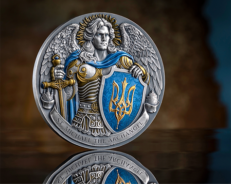 Niue Island 2024 $10 St Michael Patron Saint of Kyiv 5oz Antique Silver Coloured