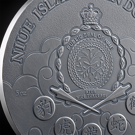 Niue 2024 $10 SHAOLIN KUNG FU Martial Arts Styles 5 Oz .999 Antique Silver Coin