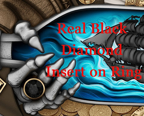 BACK ORDER Niue 2025 $5 BLACK DIAMOND - Pirate Treasure 2oz High Relief .999 Antique Silver Coin