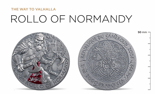 Cameroon 2026 2000 Francs ROLAND OF NORMANDY: The Way to Valhalla 2oz .999 Antique finish Silver