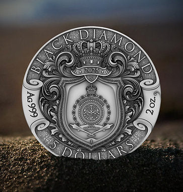 BACK ORDER Niue 2025 $5 BLACK DIAMOND - Pirate Treasure 2oz High Relief .999 Antique Silver Coin