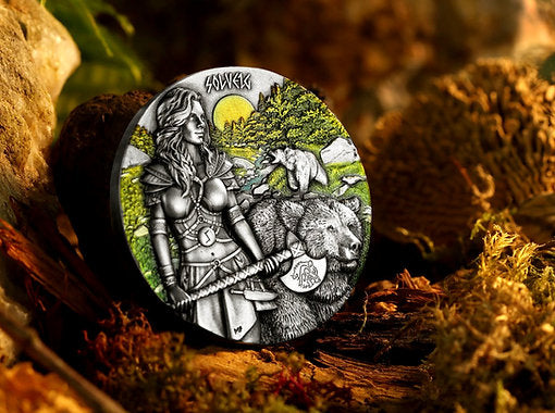 Germania Mint 2024 10 Mark Valkyries SOLVEIG 2 oz .9999 Pure Silver Antique Finish UHR