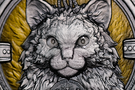 Gabon 2025 2000 Francs CFA The Ship’s Cat 2oz .999 Antiqued Silver High Relief Glow in the Dark Effect