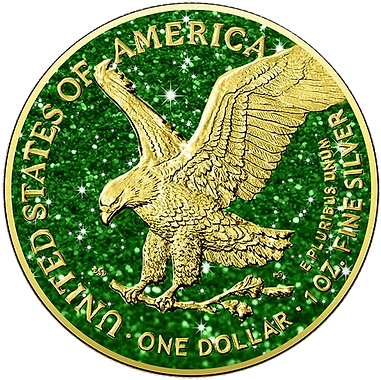 United States of America USA 2024 $1 GREEN TOURMALINE EAGLE Precious Gemstones 1 Oz Silver Coin