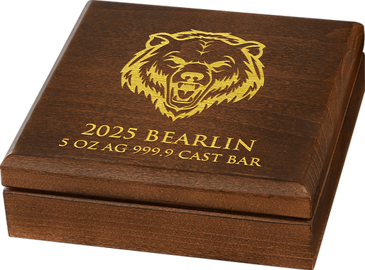 Germania Mint 2025 Bearlin 5 oz 999.9 Silver Cast Bar