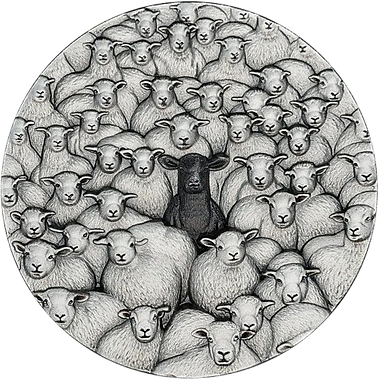 Niue 2025 $2 SHEEP B-Different High Relief 2 oz .999 Antique Silver Coin
