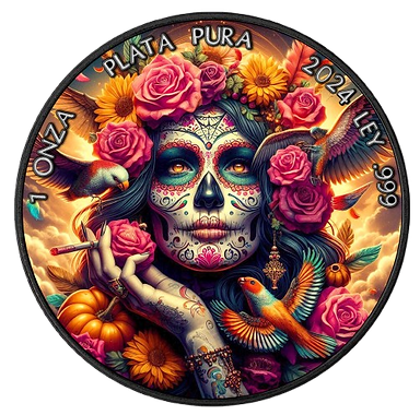 Mexico 2024 1 Onza Libertad SANTA MUERTE Silver 1oz .9999 Coloured Coin
