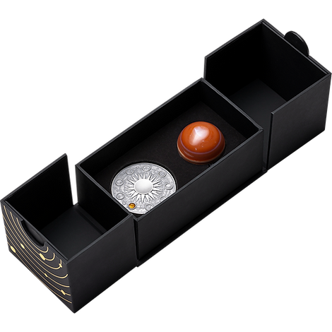 Ghana 2024 10 Cedis MARS Solar System 2 oz Antique Silver Coin Stand & Removable Carnelian Planet Mars